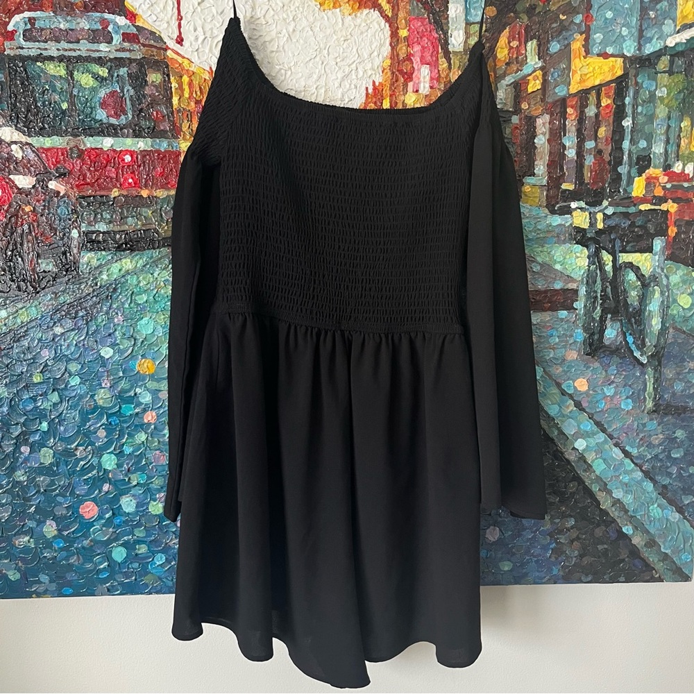 The Fifth Label black romper off-shoulder smocked bodice playsuit nightlife - Picture 2 of 10